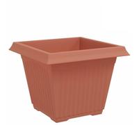Qnhdfrt 24-Pack Brick Red Plastic Square Flower Pots | Features drainage holes and measures 43x43x33.5 cm, suitable for growing flowers and shrubs on balconies and patios.