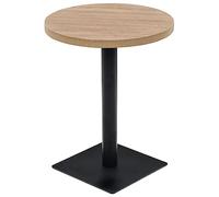 Qnhdfrt 24" Round Bistro Table, Oak MDF Top and Steel Pedestal Base