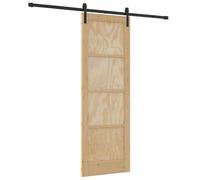 Qnhdfrt 29 x 83 inch Solid Pine Sliding Barn Door with Black Hardware Kit