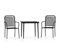 Qnhdfrt 3-Piece Black Cotton Rope Patio Bistro Set