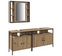 Qnhdfrt 3-Piece Brown Engineered Wood Bathroom Vanity Set with Mirror