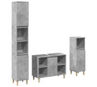 Qnhdfrt 3-Piece Concrete Gray Wood Bathroom Vanity and Cabinet Set