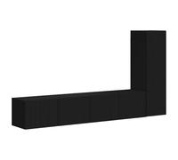 Qnhdfrt 3-Piece Floating TV Stand, Black Engineered Wood Media Console
