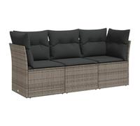 Qnhdfrt 3-Piece Grey Wicker Outdoor Sofa Set
