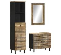 Qnhdfrt 3-Piece Solid Mango Wood Bathroom Vanity Cabinet Set