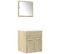 Qnhdfrt 3-Piece Sonoma Oak Bathroom Vanity Set with Sink & Mirror