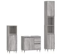 Qnhdfrt 3-Piece Wood & Metal Bathroom Furniture Set, Sonoma Gray