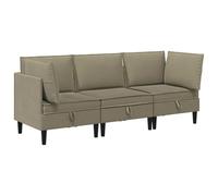 Qnhdfrt 3-Seater Modular Corner Sofa, Khaki Polyester Fabric