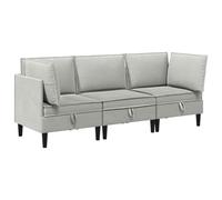 Qnhdfrt 3-Seater Modular Fabric Sectional Sofa, Light Gray