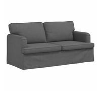 Qnhdfrt 3-Seater Modular Fabric Sofa with Wood Armrests, Dark Gray