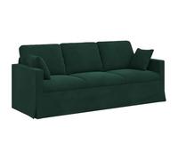 Qnhdfrt 3-Seater Velvet Modular Sofa Bed with Wood Armrests, Dark Green