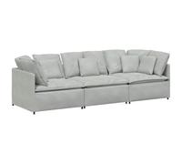 Qnhdfrt 3-Seater Velvet Modular Sofa - Light Grey
