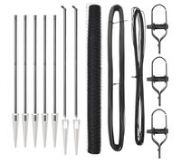 Qnhdfrt 32.8x4.9 Ft Steel & PVC Garden Fence Kit with 14 Posts, Grey