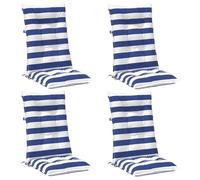 Qnhdfrt 4-Pack High Back Outdoor Patio Chair Cushions, Blue & White