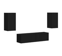 Qnhdfrt 4-Piece Black Engineered Wood Wall-Mounted TV Stand Set