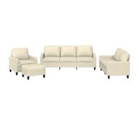Qnhdfrt 4-Piece Cream Faux Leather Living Room Sofa Set