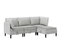 Qnhdfrt 4-Piece Modular Sectional Sofa Set Light Gray Polyester Fabric