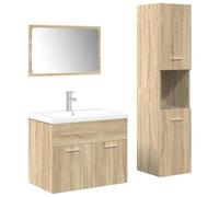 Qnhdfrt 4-Piece Sonoma Oak Bathroom Vanity Set with Sink and Mirror