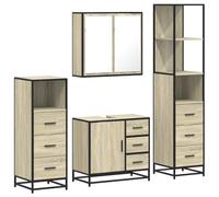 Qnhdfrt 4-Piece Sonoma Oak Engineered Wood Bathroom Vanity Set