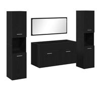Qnhdfrt 4-Piece Wall Mounted Bathroom Vanity Set, Black Oak Wood