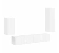 Qnhdfrt 4-Piece Wall Mounted TV Stand, Glossy White Engineered Wood