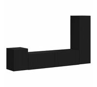 Qnhdfrt 4-Piece Wall-Mounted TV Stand Set, Black Engineered Wood