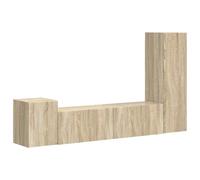 Qnhdfrt 4-Piece Wall-Mounted TV Stand Set, Engineered Wood, Sonoma Oak
