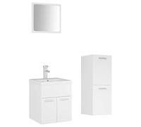 Qnhdfrt 4-Piece White Bathroom Vanity Set with Mirror and Ceramic Sink