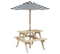 Qnhdfrt 4-Seat Kids Wooden Picnic Table Set with Umbrella