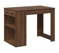 Qnhdfrt 40" Computer Desk with Drawer & Shelf, Engineered Wood, Brown Oak