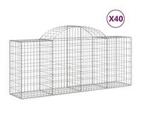 Qnhdfrt 40 Paniers à Gabions Arqués 200x50x80/100 cm Fer Galvanisé | Cages en pierre inoxydables conçues pour les clôtures de jardin, murs de soutènement et barrières insonorisantes.