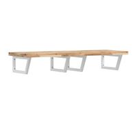 Qnhdfrt 47" Solid Acacia Wood Floating Vanity Shelf, White Steel