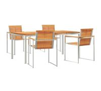 Qnhdfrt 5-Piece Acacia Wood and Steel Patio Dining Set with Cushions