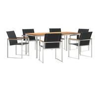 Qnhdfrt 5-Piece Acacia Wood & Stainless Steel Outdoor Dining Set