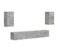 Qnhdfrt 5-Piece Floating TV Stand Set, Concrete Gray Engineered Wood