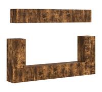 Qnhdfrt 5-Piece Floating TV Stand Set, Engineered Wood, Smoked Oak