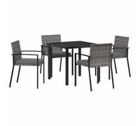 Qnhdfrt 5-Piece Grey PE Rattan and Steel Patio Dining Set