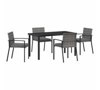 Qnhdfrt 5-Piece Grey Steel Patio Dining Set with Cushions