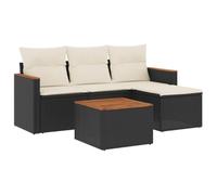 Qnhdfrt 5-Piece Modular Outdoor Rattan Sofa Set with Cushions, Black