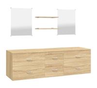 Qnhdfrt 5-Piece Oak Engineered Wood Bathroom Vanity Set, 150cm
