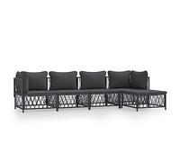 Qnhdfrt 5-Piece Outdoor Modular Sofa Set with Cushions, Anthracite Steel