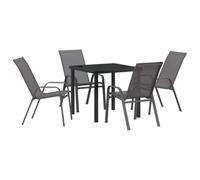 Qnhdfrt 5-Piece Patio Dining Set, Steel and Textilene Table and Chairs