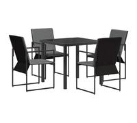 Qnhdfrt 5-Piece Patio Dining Set, Textilene & Steel, Black