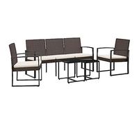 Qnhdfrt 5-Piece Patio Furniture Set, Rattan Look PP & Steel with Cushions