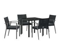 Qnhdfrt 5-Piece PE Rattan Patio Dining Set, Steel Frame, Grey & Black