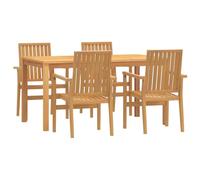 Qnhdfrt 5-Piece Solid Teak Wood Patio Dining Set