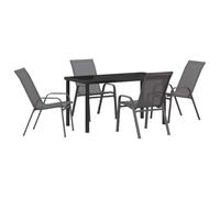 Qnhdfrt 5-Piece Steel and Textilene Patio Dining Set, Gray and Black