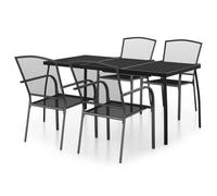 Qnhdfrt 5-Piece Steel Patio Dining Set, 4 Stackable Chairs, Anthracite