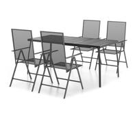 Qnhdfrt 5-Piece Steel Patio Dining Set with Folding Chairs
