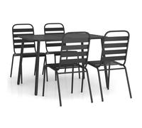 Qnhdfrt 5-Piece Steel Patio Dining Set with Stackable Chairs